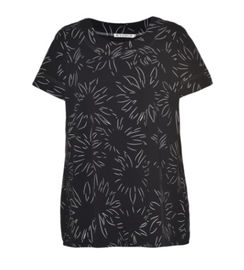 Soft Printed Round Neck Short Sleeve Blouse , Summer Fashion Tops For Ladies