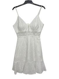 White Custom Womens Dresses / Lace And Embroidered Dress Soft Fabric BS191203