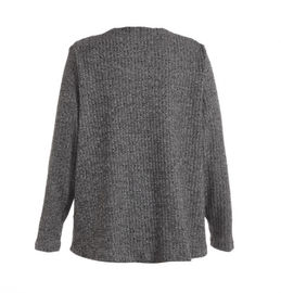 Button Closure Grey Color Women's Knit Cardigan In Autumn Or Early Winter
