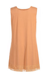 Sleeveless Ladies Fashion Tops Lace Hem Vest With Double Layer Light Orange Color