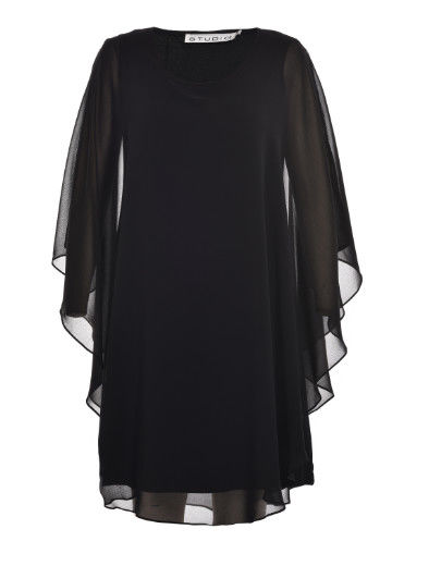 Black Or Purple Elegant Custom Women's Dresses Plus Size In Chiffon Quality With Wave Sleeve