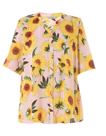 Sunflower Print Womens Fashion Blouses Casual Tee Shirts In Summer Size XS - XXL
